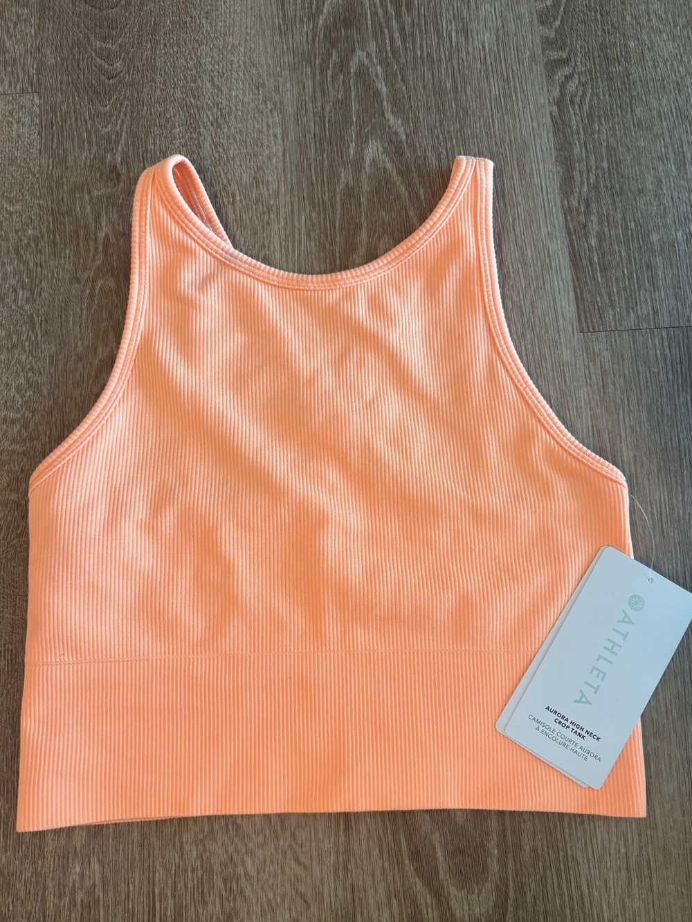 Athleta Aurora High Neck Crop Tank in Peach